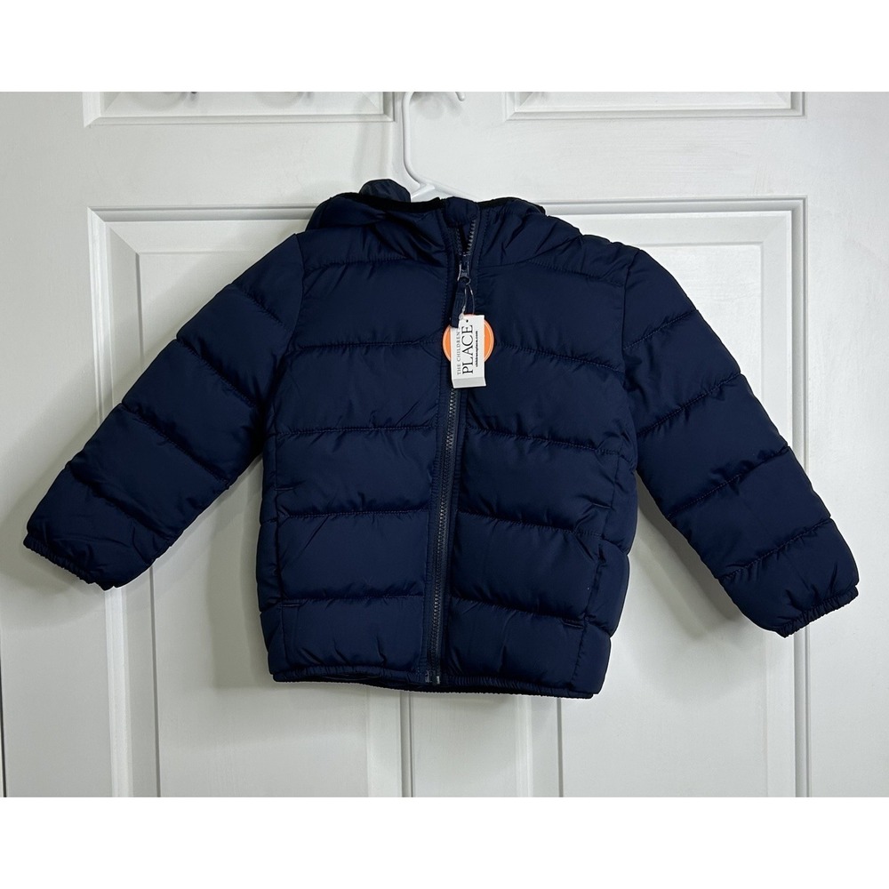 The Children's PLACE Toddler Boys 4T Hooded Puffer Jacket Blue Water Resistant